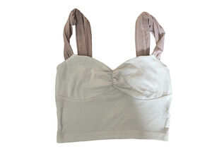 Women's Unbranded Best Fit XXS (See Measurements) White Crop Top Pink Straps